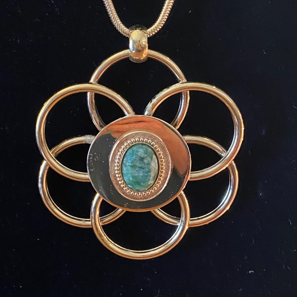 RARE Truly! 😀3.5 “ Sherman Atomic Pendant With Faceted Green Stone 24” Chain - Picture 1 of 7